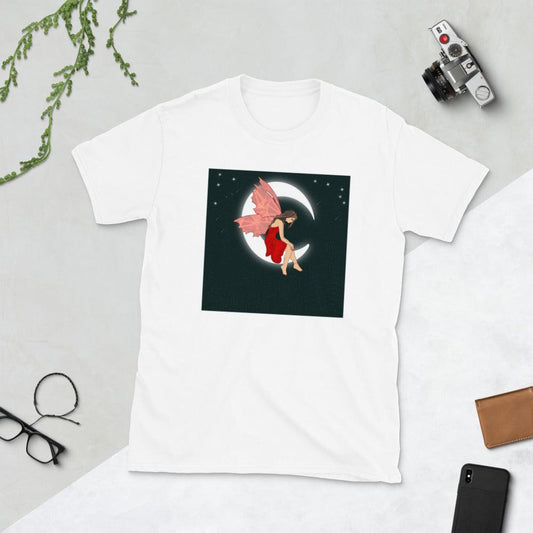 Moon Angel Red Front Side Short-Sleeve Unisex T-Shirt - Mina's Planet