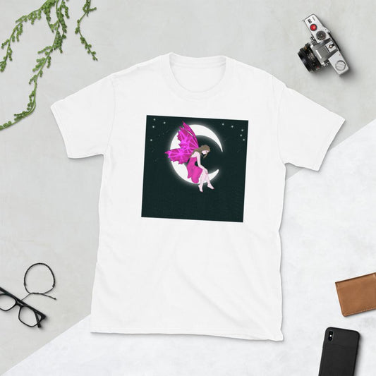 Moon Angel Pink Front Side Short-Sleeve Unisex T-Shirt - Mina's Planet
